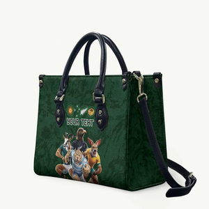 <span class=keywords><strong>Rugby</strong></span> Hemisferio Sur <span class=keywords><strong>Argentina</strong></span> AUNZ Sudáfrica mascota diseño verde impresión personalizada varios tamaños Pu bolsos de cuero mujeres - Product Image 2