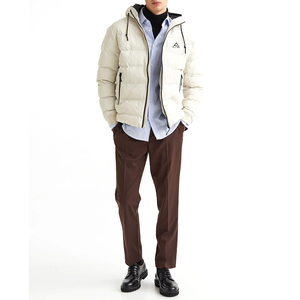 Blouson matelassé à capuche pour homme, col montant, imperméable, coupe-vent, écologique, personnalisé avec lettres - Product Image 2