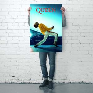Modern Queen Live at Wembley <b>Poster</b> Black <b>Frame</b> Paper Material for Wall Decor - Product Image 2