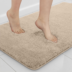 Tapis de bain en diatomite moelleux beige clair confortable, antidérapant, séchage rapide, 60x50 cm - Product Image 1