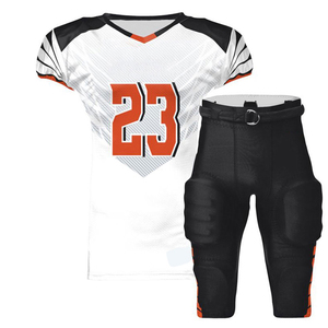 Uniforme de football américain pour adultes personnalisé de haute qualité, manches courtes, maillot rembourré, ensembles de pantalons, numéro d'équipe, logo, 100% polyester - Product Image 1