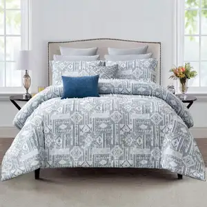 Parure de lit personnalisable moderne pleine grandeur en coton avec rayures jacquard assorties taies d'oreiller housse de couette