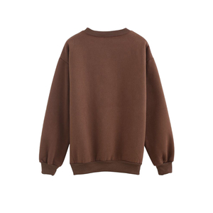 Sudadera de cuello redondo para mujer, talla grande, antiarrugas, estilo hombro caído, con logotipo personalizado, para otoño/invierno, forrada, venta al por mayor - Product Image 2