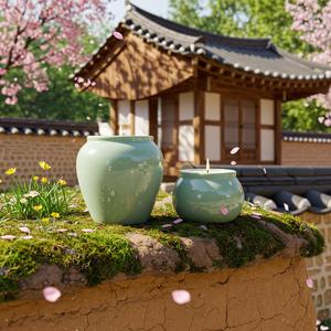 Vaso ovale decorativo per la casa in ceramica Celadon candele profumate di lusso - Product Image 2