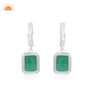 Best Selling Sterling Silver Doublet Zambian Emerald Quartz & CZ Gemstone <b>Hoop</b> <b>Earring</b> for Women Jewelry Manufacturer - Product Image 2