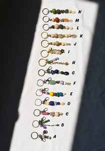 Porte-clés/breloque de sac avec pierre précieuse, céramique et perle de lave | Porte-clés coloré en perles de haute qualité et en acier inoxydable | - Product Image 4