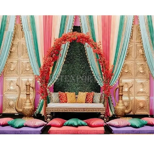 การจัดเวทีงานแต่งงานสุดอลังการสีสันสดใส พร้อมการตกแต่งเวทีงานซานเกตแบบปัญจาบ  ตกแต่งงานเมห์นดีแบบดั้งเดิม - Product Image 1