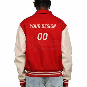 เสื้อแจ็กเก็ตสไตล์สตรีทเลตเตอร์แมนสไตล์วินเทจผ้ากำมะหยี่แขนเสื้อหนังเรียบมีโซ่ปักลายแกะสำหรับฤดูหนาวโลโก้ตามสั่ง OEM - Product Image 4