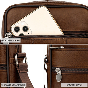 High Quality Genuine Leather Adjustable Strap Small Shoulder Messenger Bag Vintage Fashion for Summer Men's Crossbody Phone Bag - Product Image 3