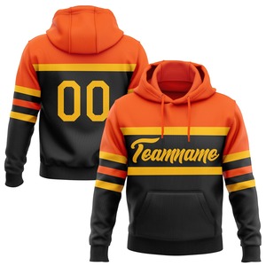 Custom Stitched Black Gold-Orange Line Sports Pullover Sudadera con capucha - Product Image 1