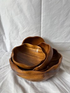 Cuencos de Madera de Acacia Hechos a Mano de Primera Calidad, Estilo Adorable, para Uso Doméstico y en Restaurantes, Ecológicos - Product Image 3