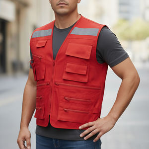 Visibility Orange ANSI Class 1 Reflective Safety Vest 4 Reflective Strips <b>Waterproof</b> LED Flash for Road <b>Work</b> Construction vest - Product Image 1