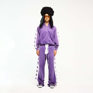 Ensemble de survêtement en coton mélangé épais avec pantalon de jogging confortable, impression sérigraphique personnalisée, haute qualité, 2 pièces - Product Image 1