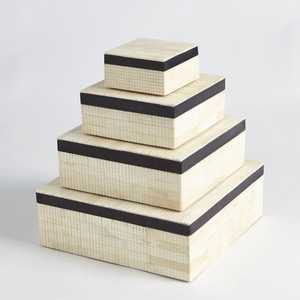 Caja de joyería rectangular hecha a mano Almacenamiento de incrustaciones de hueso de alta calidad impresa con láser de madera y bambú para el hogar Hotel restaurante boda - Product Image 4