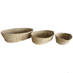 Panier de rangement ovale en verre de mer et coton Mini TDH pour salon - Product Image 1