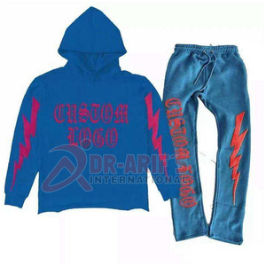 Venta al por mayor Hombres Patchwork Fleece 3D para Puff Imprimir Sudadera con capucha Pantalones de chándal a prueba de viento Invierno Gimnasio Ropa deportiva Conjunto de dos piezas Chándales - Product Image 3