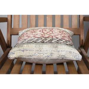 Luxury 14x14 Inch Beige Kilim Patchwork Wool <b>Pillow</b> Rustic Floral and Vintage Print <b>Throw</b> <b>Pillow</b> for Bedding Woven with Silk - Product Image 5