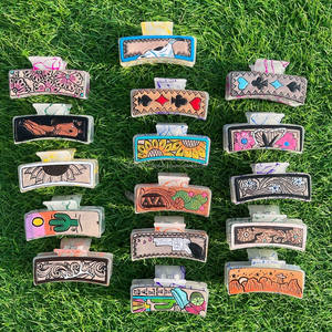 Pinzas para el pelo de cuero hechas a mano de estilo occidental accesorios para mujeres y niñas - Product Image 5