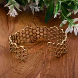 Manchette réglable en nid d'abeille imprimée en 3D pour bracelet Opulent Mandala bijoux ethniques à la mode pour bracelet bracelet - Product Image 2