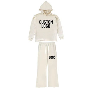 Chándales de algodón, Sudadera con capucha, pantalón de retazos, chándal para hombre, Joggers apilados, conjuntos acampanados de dos piezas para hombre - Product Image 6