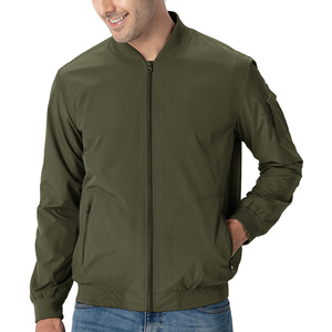 Blouson bomber vert olive pour homme, fermeture éclair, col montant, décontracté, respirant, séchage rapide, coupe-vent, coupe ajustée, toile polyester - Product Image 6