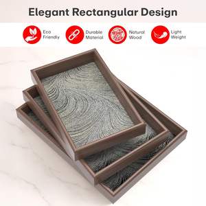 Plateau décoratif en bois de couleur brun foncé pour la cuisine, la table à manger, le bureau et la décoration de la maison, plateau de service pour desserts disponible - Product Image 4