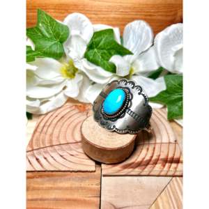 Navajo Handmade Kingman Turquoise & Sterling Silver Cuff Bracelet Fashionable Accessory - Product Image 3