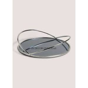Black Color Powder Coated Metal Fancy Designer Edges For Round Shape Mirror <b>Tray</b> For Serving <b>Food</b> Items In Impressive Price - Product Image 6