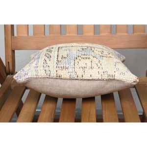 Luxury <b>18x18</b> Beige Kilim Patchwork Wool Pillow 12x12 Inch Rustic Floral Print Throw Pillow for Bedding Floor Portable Woven - Product Image 5