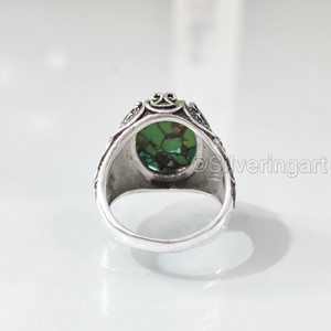 Anillo de exportación para hombre, cobre verde Natural, piedra preciosa turquesa, anillo de piedra natal de diciembre, joyería de fiesta árabe, anillo de Plata de Ley 925 - Product Image 6