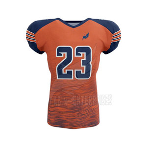 Conjunto de Uniforme de Fútbol Americano, Jersey Sublimado Naranja y Azul Marino con el Número 23 y Pantalones Azules para Hombres Adultos, Todas las Temporadas - Product Image 2