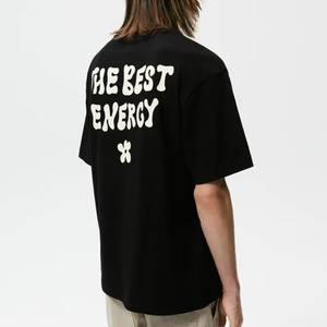 Bague grande taille 100% en coton pour hommes impression personnalisée de haute qualité logo avant et arrière o neck surdimensionné t-shirt à épaules tombantes pour hommes - Product Image 3