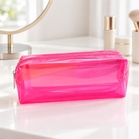 Sac de rangement pour maquillage en PVC personnalisé, pochette de toilette de voyage en PVC avec logo personnalisé, pochette cosmétique en PVC imperméable pour le rangement des soins de la peau