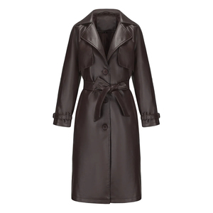 Nouveautés 2026 : Manteau Trench d'Hiver pour Femme, Emballage Personnalisé, Style Hip-Hop en Similicuir Tressé, Chaud et Doux en Polyester - Product Image 2