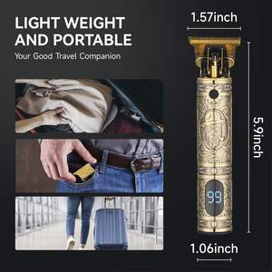 Kit de tondeuse à cheveux professionnelle sans fil rechargeable avec lame en acier inoxydable, tondeuse à barbe et bords ajustables à zéro espacement - Product Image 1