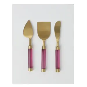 Set of Three Gold Coated Metal <b>Cheese</b> Spreader High Quality Premium <b>Cheese</b> Spreader Server Elegant for Table Top Home Hotel - Product Image 6