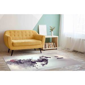 Tapis à imprimé zèbre réaliste : Décoration moderne pour salon, tapis fin non tissé - Product Image 5