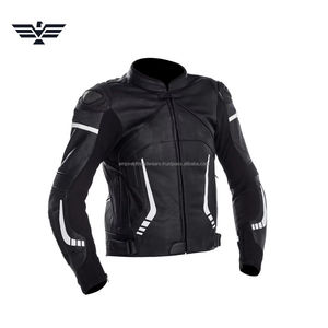 Blouson de moto pour homme en cuir noir/cordura de qualité supérieure – Blouson de motard de course protecteur avec panneaux réfléchissants - Product Image 1