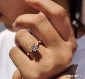 Anillo de Compromiso de Lujo de Oro Sólido de 14k con Diamante Cultivado en Laboratorio Real de 1CT, Corte Princesa, Grado VVS1, Color E/F, Venta al Por Mayor del Fabricante - Product Image 6