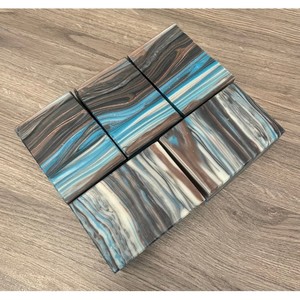 Juego de posavasos de madera de olivo y resina azul todo sobre la taza de té de madera de olivo posavasos Decoración de mesa posavasos de resina - Product Image 6