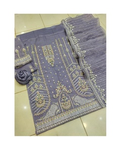 2023 señoras pura Organza seda Salwar Kameez traje viscosa algodón pakistaní indio bordado secuencia trabajo Venta caliente para - Product Image 5