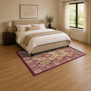 RUGS DEPOT LXDP-0348 Wholesale Red Burgundy Modern Vintage Digital Printed Machine Washable Chenille Area Rug Non <b>Slip</b> - Product Image 3
