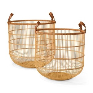 Vgreenart Vintage Bamboo Woven <b>Storage</b> <b>Basket</b> Eco-Friendly Circle Clothing <b>Storage</b> for <b>Bathrooms</b> Handmade Multifunctional Hanoi - Product Image 3