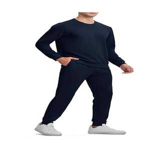 ชุดวอร์มผ้าฝ้าย100% สำหรับผู้ชายชุดวอร์มผ้าฟลีซหนาทรงหลวมชุดวอร์มสำหรับผู้ชาย - Product Image 4