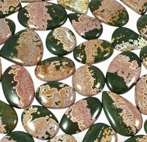 Pierre précieuse naturelle en jaspe océanique, cabochon, pierre précieuse en vrac pour la fabrication de bijoux, taille mixte, approvisionnement en pierres précieuses en vrac - Product Image 1