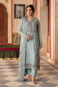 Costume de luxe pour femmes en mousseline de soie brodée, Salwar Kameez avec dupatta – Robe de soirée de créateur - Product Image 4