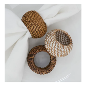 Rond de serviette en rotin Rond de serviette en rotin durable Ensemble de 2/4/6/8/12 pièces Quantité et tailles personnalisées Prix bon marché - Product Image 2