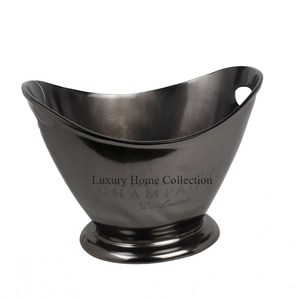 Seaux en métal de couleur cuivre clair pour le refroidissement du vin Seau à glace Vaisselle Refroidisseur de glace à vin Conception martelée avec poignée Forme ronde - Product Image 5