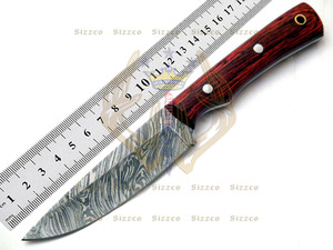 Sizzco fait à la main en acier damas lame fixe chasse Camping Skinner couteau personnalisable OEM avec manche en bois dur - Product Image 6