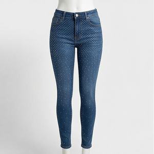 Pantalones Vaqueros de Mujer de Cintura Media de Alta Calidad, Venta Directa de Fábrica OEM, Estilo Urbano, Transpirables, de Secado Rápido, Corte Regular, Premium - Product Image 1